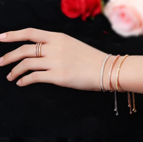 Gold Slide Bar Bangle Bracelet - Picture 4 of 4